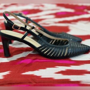 GEOX ‘Bibiana’ Black Leather Sling-Back Heels